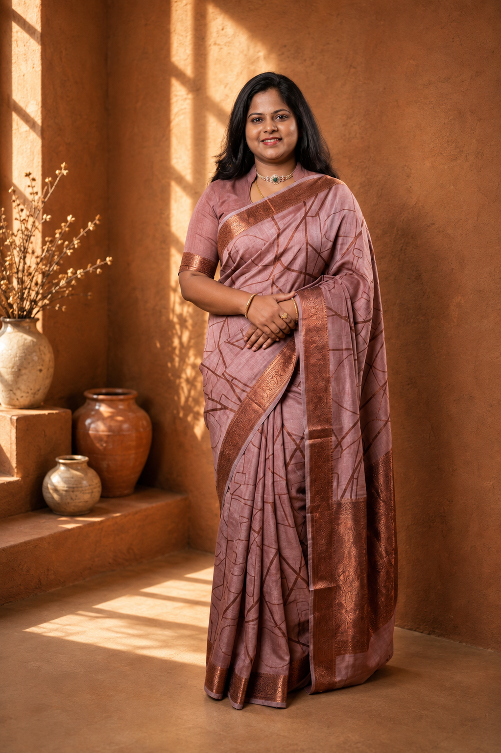 Premium Chanderi Silk Saree with Brocade Border — Premium Chanderi Silk · Brocade Border