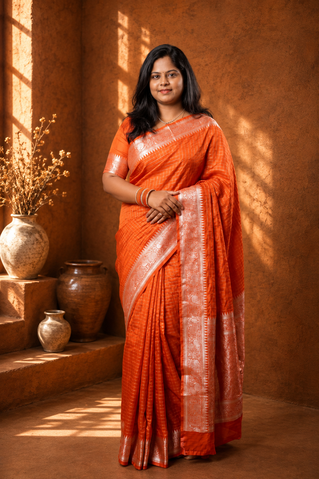 Semi Banarasi Silk Saree — Semi Banarasi Silk · Zari Border